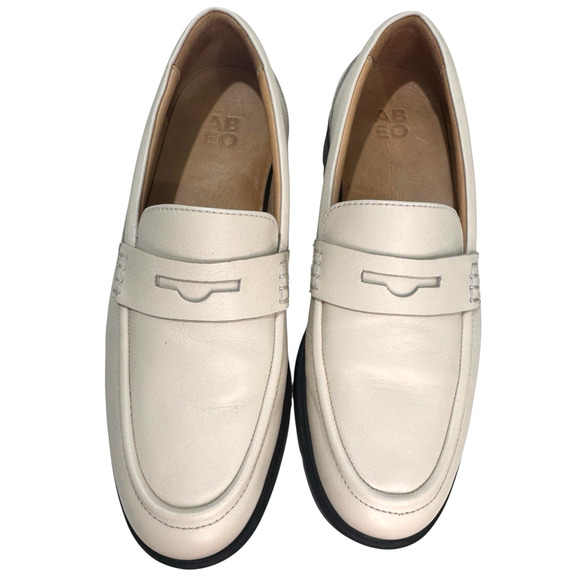 Abeo Boulevard Leather Penny Loafer Beige Size 7 Neutral Lug Sole Slip On - Picture 6 of 8